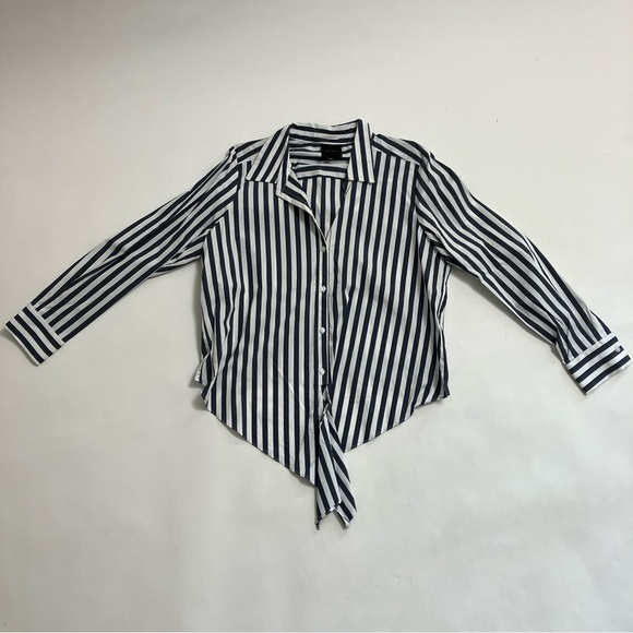 ALEX MARIE striped tie waist button down blouse - Picture 1 of 6